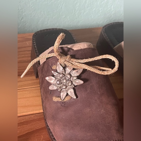 Vintage Geier Wally Slip On Brown Leather Sandals Shoes Size 38 - 8 Austria - Picture 3 of 11